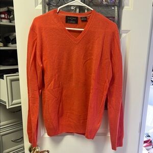 Men's Orange V-Neck Sweater